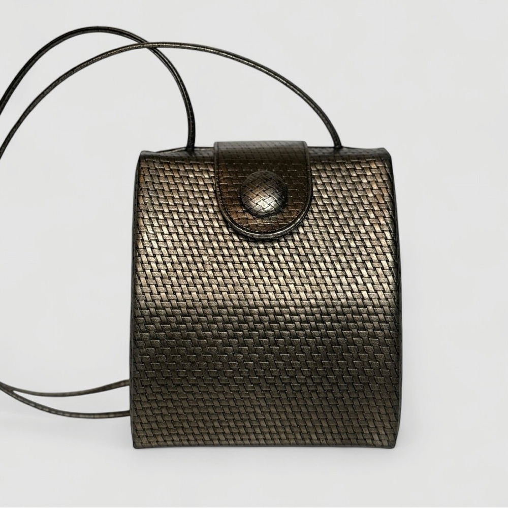 Vintage Ande Bronze Woven Evening Bag | 1960s Crossbody Purse - Picture 7 of 15